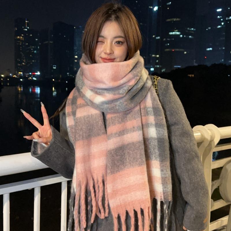 Premium shawl autumn and winter new Maillard imitation cashmere plaid scarf women's thickened warm versatile scarf