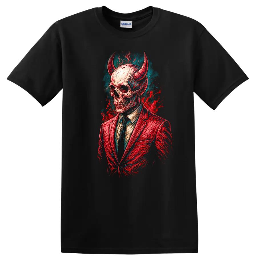 Skull Demon Suit T Shirt Red Devil Vintage Art Graphic Tee Design