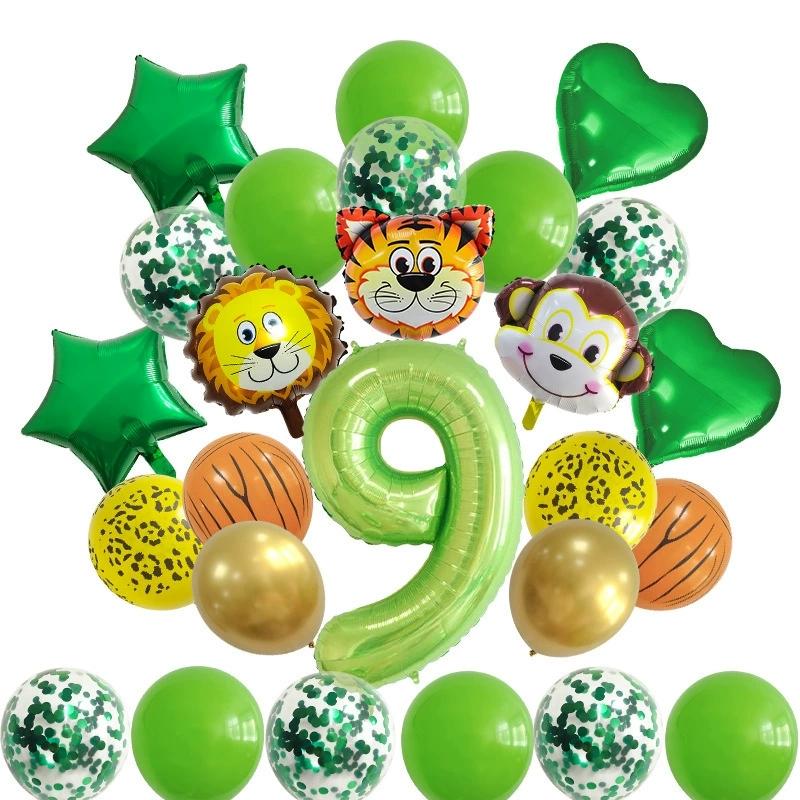 

0-9 Year Jungle Safari Theme Balloon Arch Kit Baby Shower Birthday Party Decorations Monkey Foil Balloons Green Balloon Garland Other