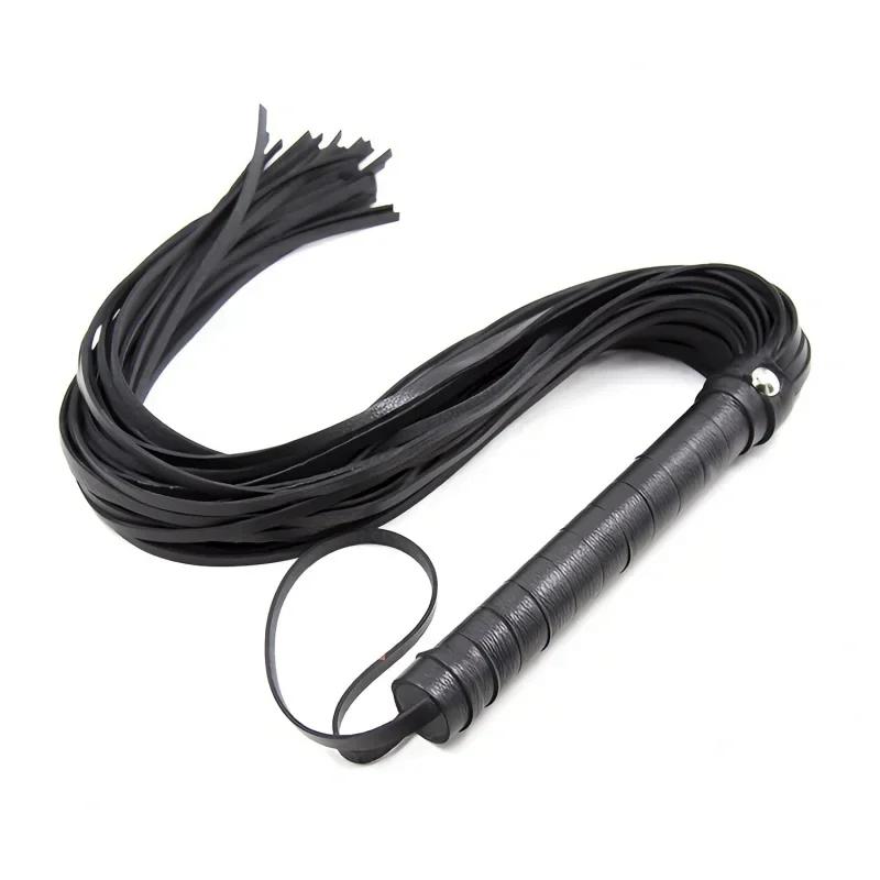 Erotic Black and Red Leather Tassel Whip SM Bondage Couple Toys Sex Supplies