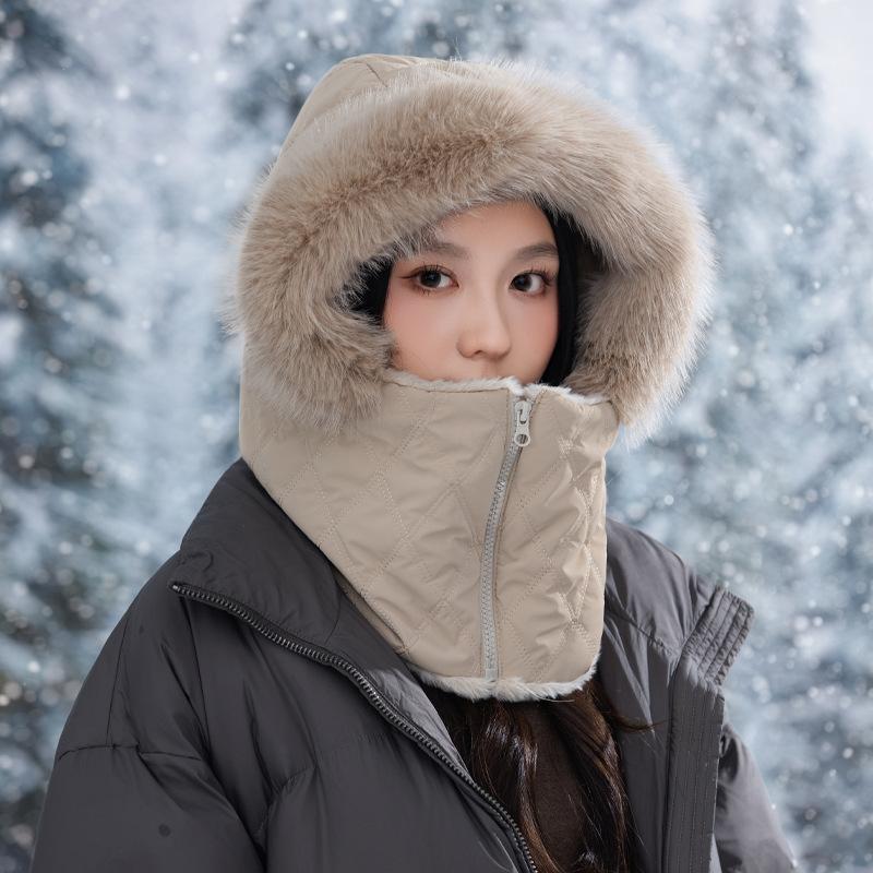 New Winter Plaid Thickened Warm Hat for Outdoor Travel Can Be Used for Cold Protection Hat Korean Versatile Bag Head Hat