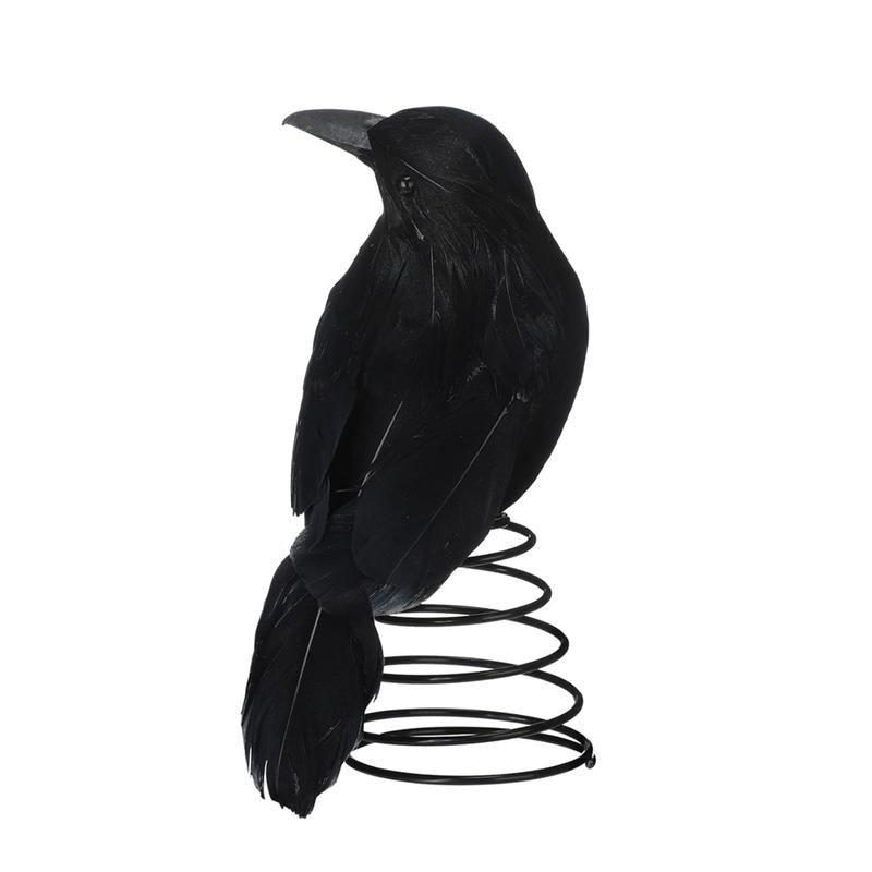 A95I-Halloween Crow Mini Tree Topper Spooky Halloween Tree Ornaments Miniature Christmas Treetops Ornaments For Party