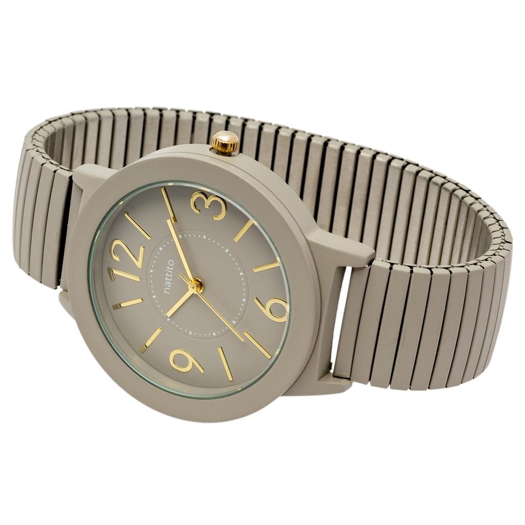 Fieldwork Women's Analog Watch with Metal Band and Accordion Strap, Stainless Steel, Single Color, Soft Gray, JN040-2