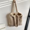 Plush bag women's new fashion winter solid color fashion shoulder underarm bag plush portable small square bag