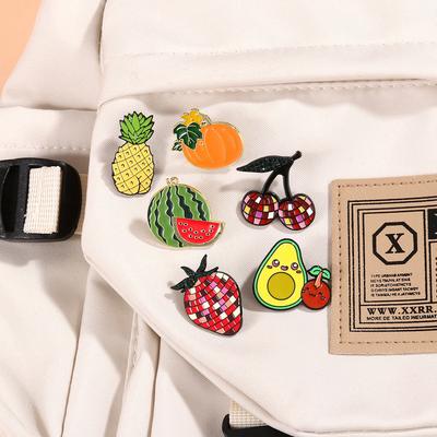 New Vegetable and Fruit Badge Metal Simulation Pumpkin Pineapple Cherry Cartoon Brooch Pin Buckle Men's and Women's Accessories