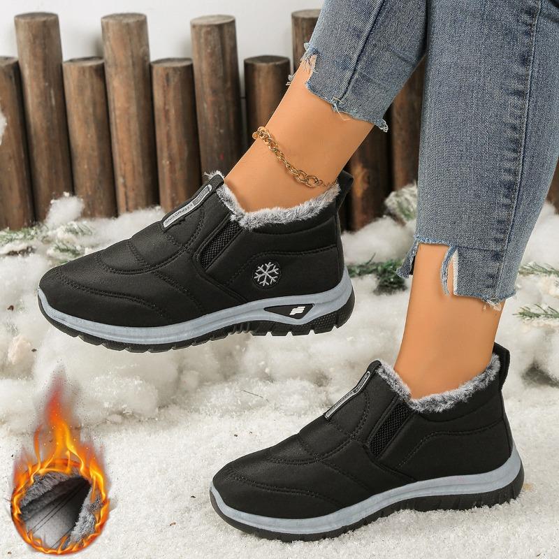 Women’s Fleece-Lined Winter Slip-On Boots, Warm Non-Slip Waterproof Comfort Shoes