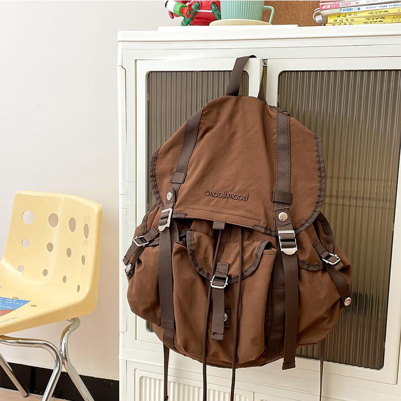 

Рюкзак с вышивкой Smoothmmod с буквами, большой вместимости, на молнии, для путешествий на расстояние коричневый