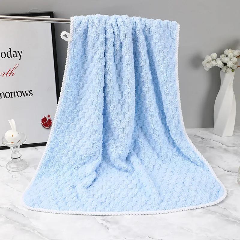 1 PC Soft Thickened Coral Microfiber Fleece Towel Quick Dry Water Absorbent Solid Color for Face And Hand Bathroom Towel