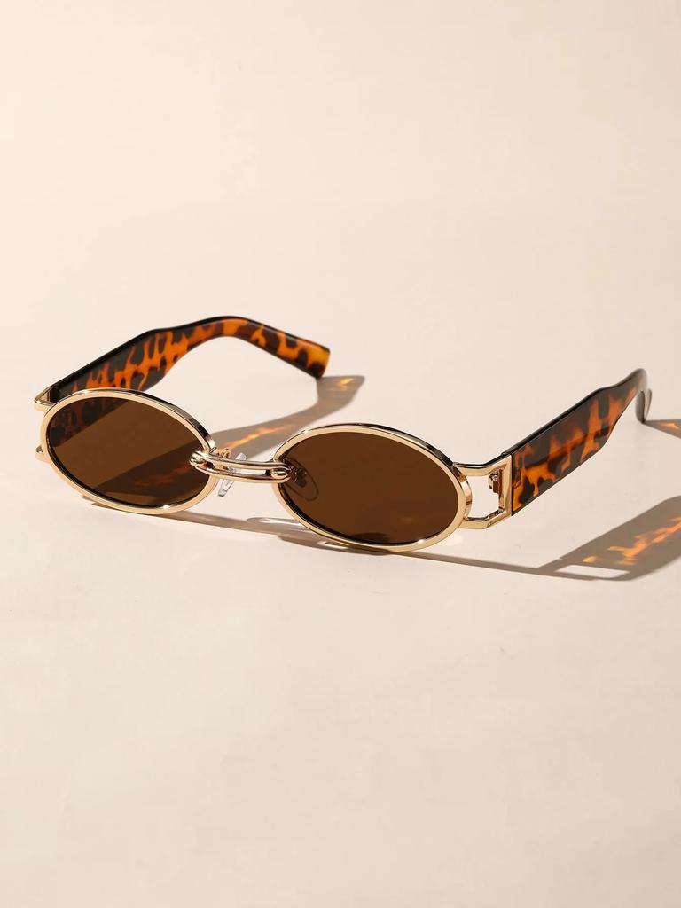 New Retro Metal Frame Elliptical Frame Trendy Street Po Sunglasses for Men and Women's Outdoor Travel Sunshades UV400