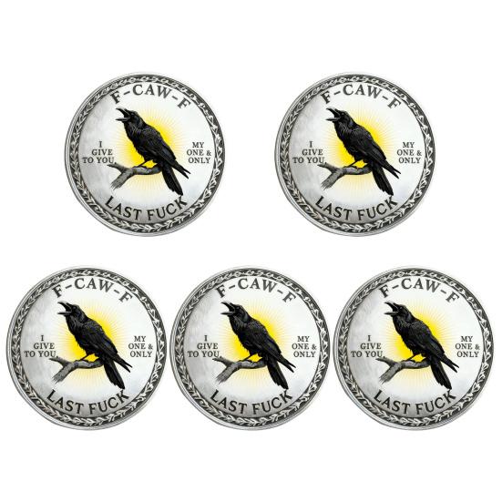 Yousheng F-CAW-F Coin 2 Inch Metal Keepsake Coin Raven Token of Freedom And Humor Collectible Attitude Coin for Letting Go And Moving on
