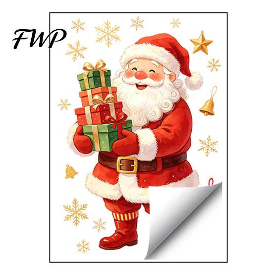 Seasonal Storefront Displays Christmas Window Clings, Cute Santa Claus Snowman Xmas Tree Stickers, Holiday Layouts Winter PVC Static Glass Decal