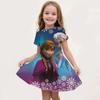 2026 Disney New Summer Girl Princess Elsa Dress Fashion Cartoon Cute 3d Print Dress Kid Short Sleeve Princess Frozen Clothing