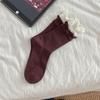 Women's Spring and Autumn Color Matching Double Collar Color Pure Cotton Boneless Tube Pile Socks