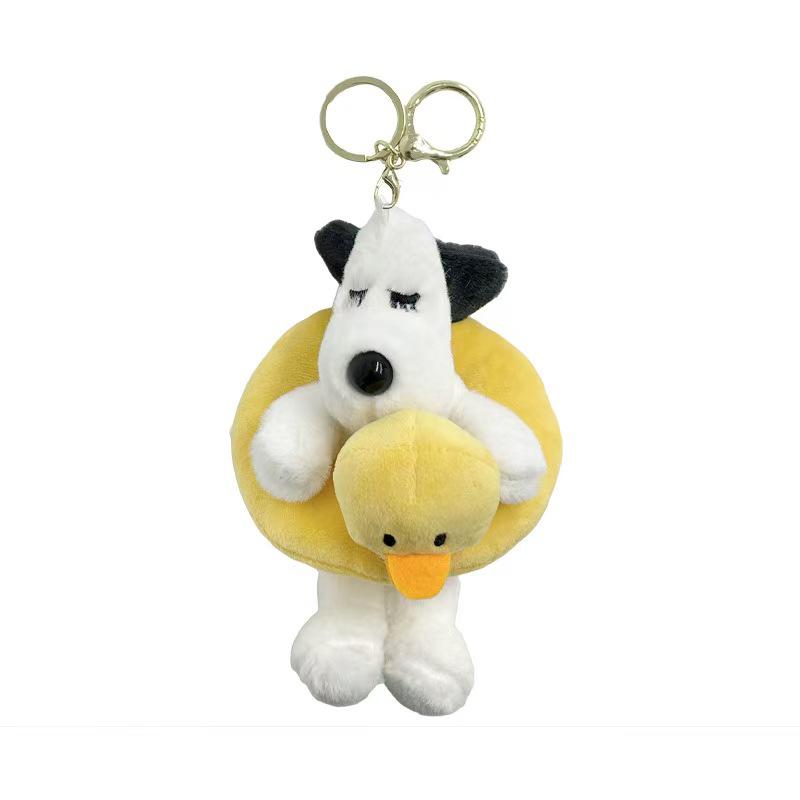 Super Puppy Plush Keychain: Cute Cartoon Puppy with Yellow Duck Inflatable Ring