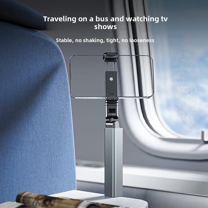 Portable Aluminum Alloy Phone Holder for Travel and Home – Foldable, Rotatable, and Telescopic Design for Airplane and High-Speed Rail Use.