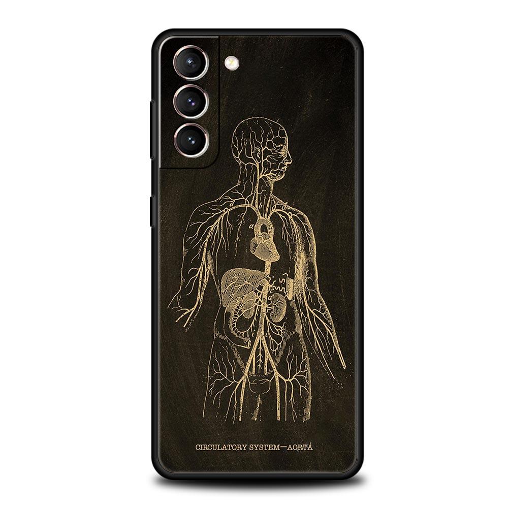

Anatomy Skeleton Chalkboard Heart Phone Case For Samsung Galaxy S24 S23 S22 S20 Ultra S21 FE 5G S10 S9 Plus S10E S8 20 Cover Samsung S20Ultra