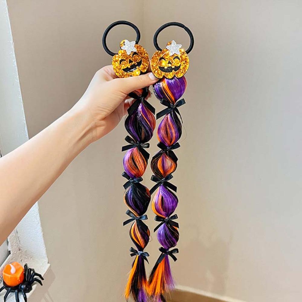 2Pcs Butterfly Halloween Fashion Hair Ties Spooky Cute Hair Additions Ponytail Hair Bands  Gift