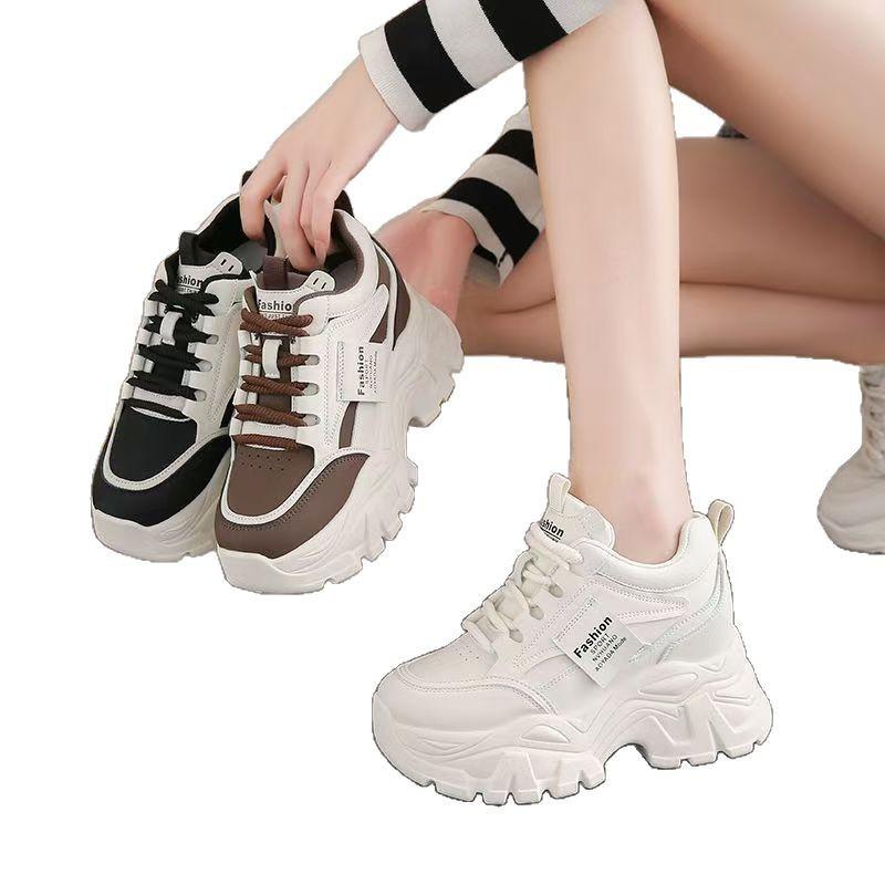 Damen Schuhe mit innerer Erhöhung 2025 Damen neue kleine Herbst dicksöhlige erhöhende lässige Dad Sportschuhe 8cm Muffin