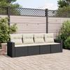 VidaXL Garden Lounge Set 4 Pcs with Cushions Black Braided Resin 3218666