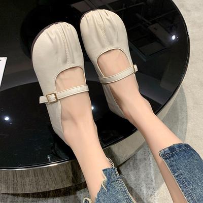 Retro Soft-soled Pleated Doudou Shoes Women's New Versatile, Lightweight and Non-slip Flat-soled Grandma Shoes Single Shoes Tide