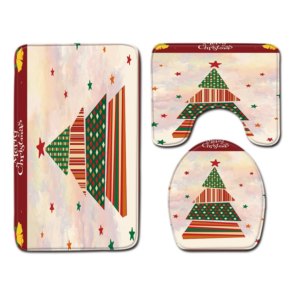 Christmas Bathroom Floor Mat Toilet Three-Piece Set