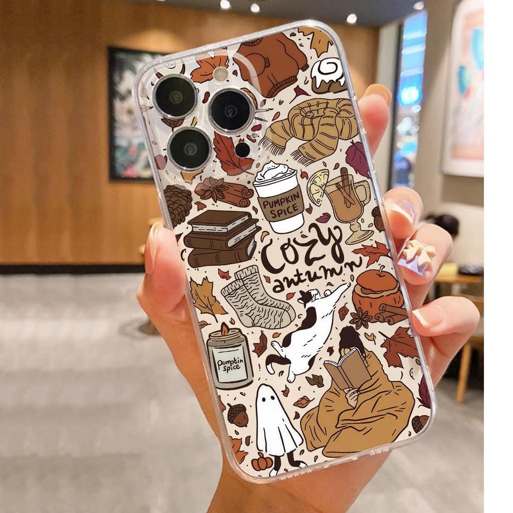 Shockproof Transparent Autumn Colors Case for iPhone 15/16/17 Pro Max/14/12