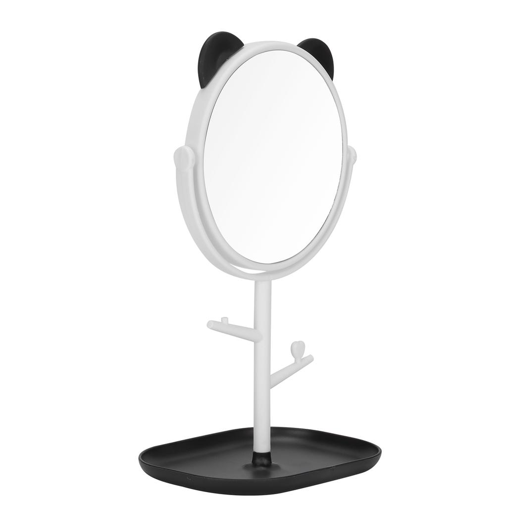 Cosmetic Mirror with Storage Tray Cat Ears Adjustable Vanity Mirror with Small Stand for MakeupBlack