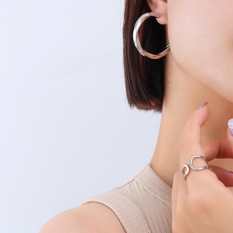 Geometric Hollow Retro Twisted Hoop Earrings - Titanium Steel, Non-fading