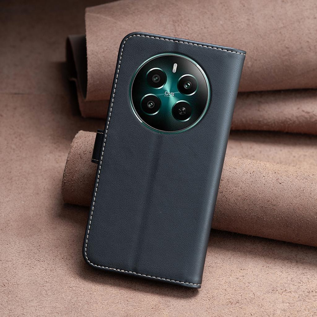 BINFEN COLOR BF17 For Realme 12 4G/12+ 5G Case PU Leather Folio Magnetic Clasp Stand View Phone Cover