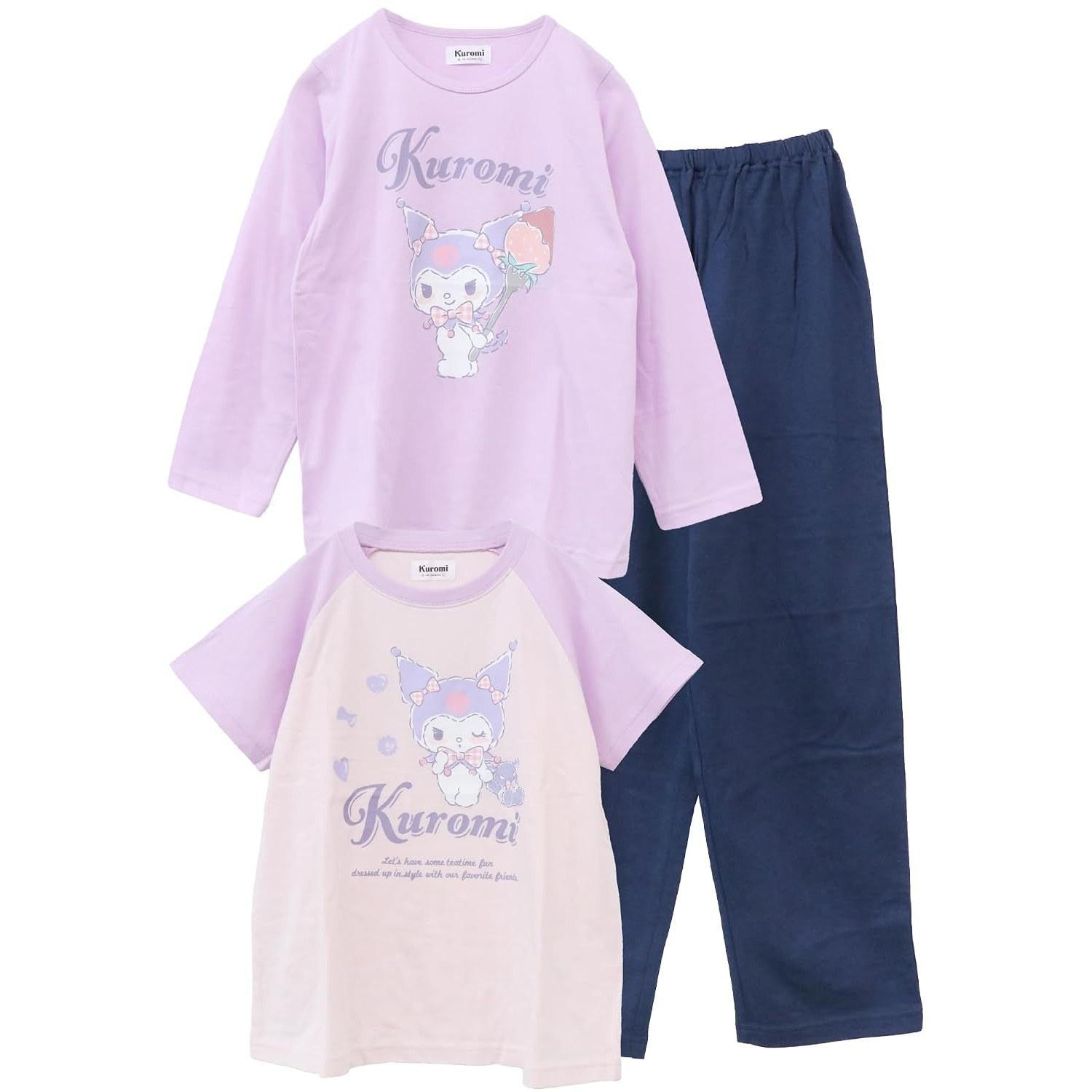 Kaitakufamily Sanrio Characters Kuromi Cinnamoroll Kids 2 Tops Pajamas Long Sleeve Short Raglan Spring Summer Autumn