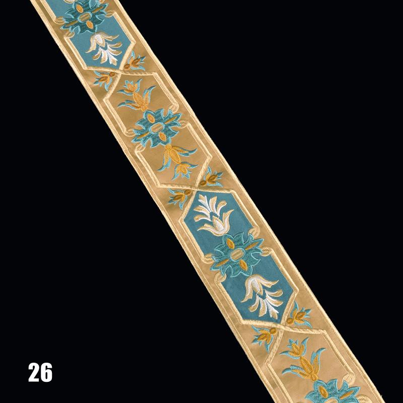 1Meter Vintage Totem Embroidered Jacquard Ribbon Braid Trim Woven Lace Fabric Diy Cushion Curtain Garment Hanfu Belt Accessory