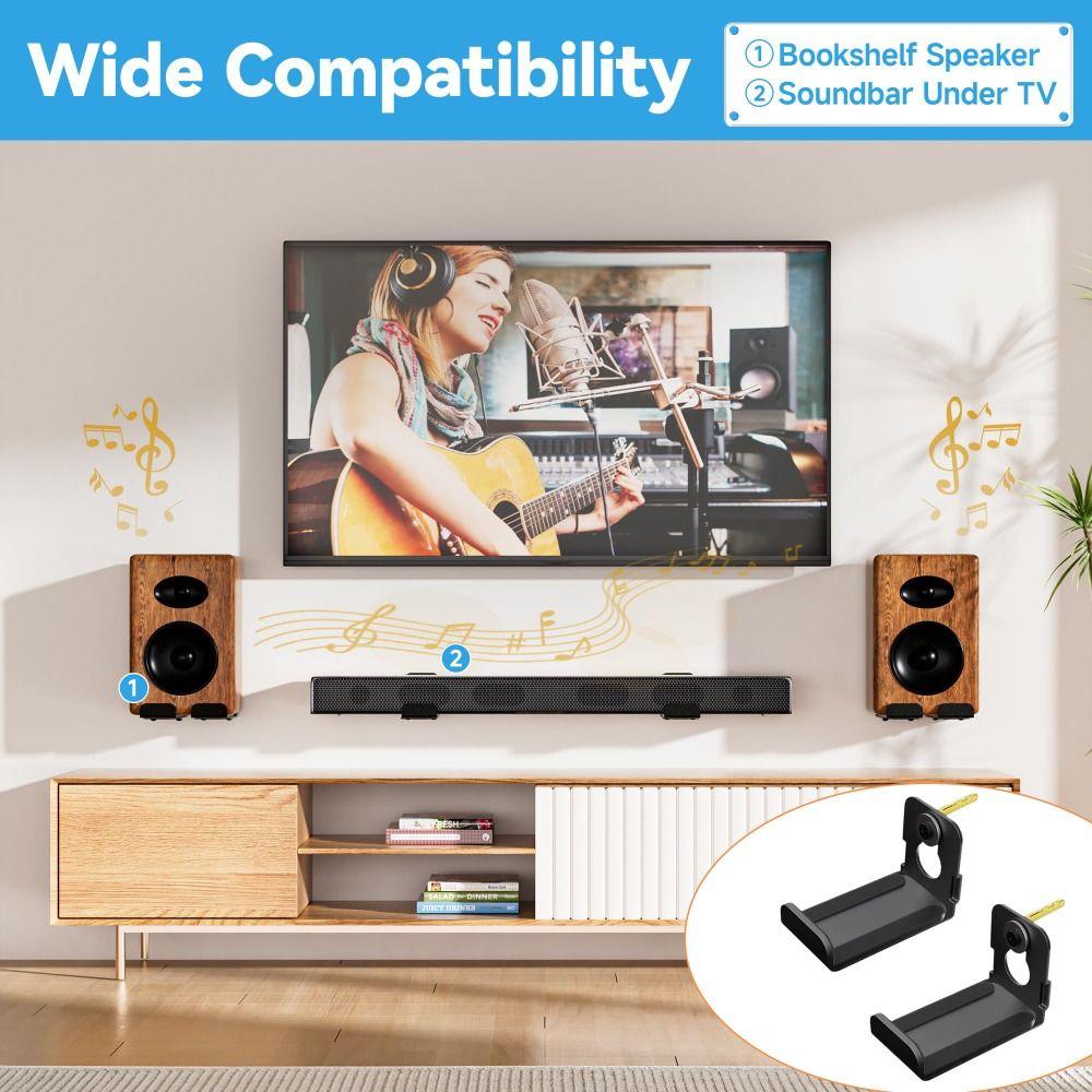 2pcs Space Efficient Speaker Wall Mount Heavy Duty Speaker Holder Floating Rack  Home Theater