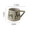 Creative Nordic Style Retro Ceramic Mug with Handle Heat-resistant Coffee Cup Christmas Elk Home Office Handmade Water Tea Cups
