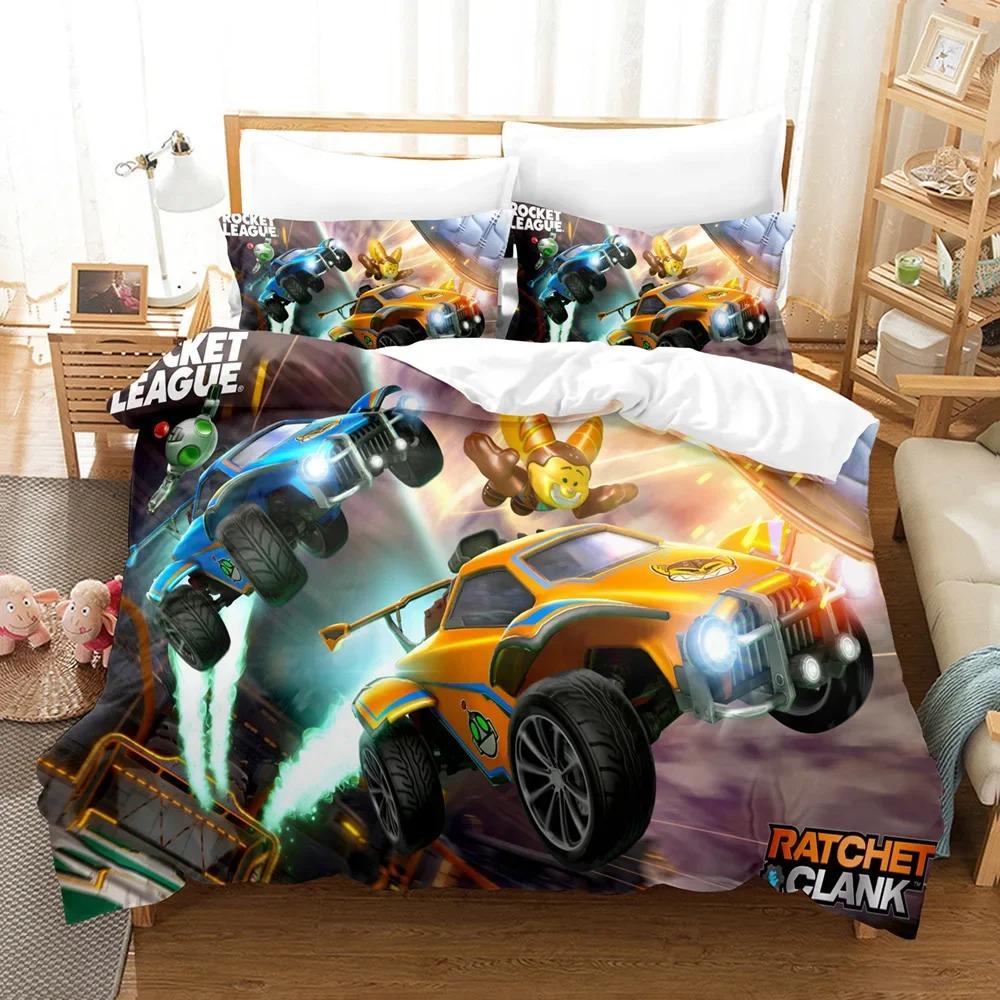 

Rocket League Bedding Set Cartoon Bedspread Single Twin Full Queen King Size Design Car Bed Set Adult Kids Bedroom Duvet Cover EU Single(135*200cm)3pcs