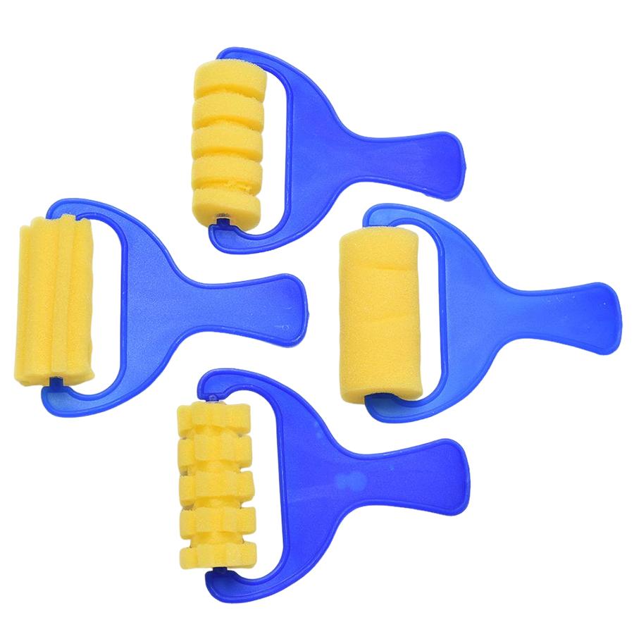 4pcs Plastic Bow-shaped Painting Sponges with Diverse Patterns - DIY Oil Painting Roller Brushes for Art Creation, Handmade Craf