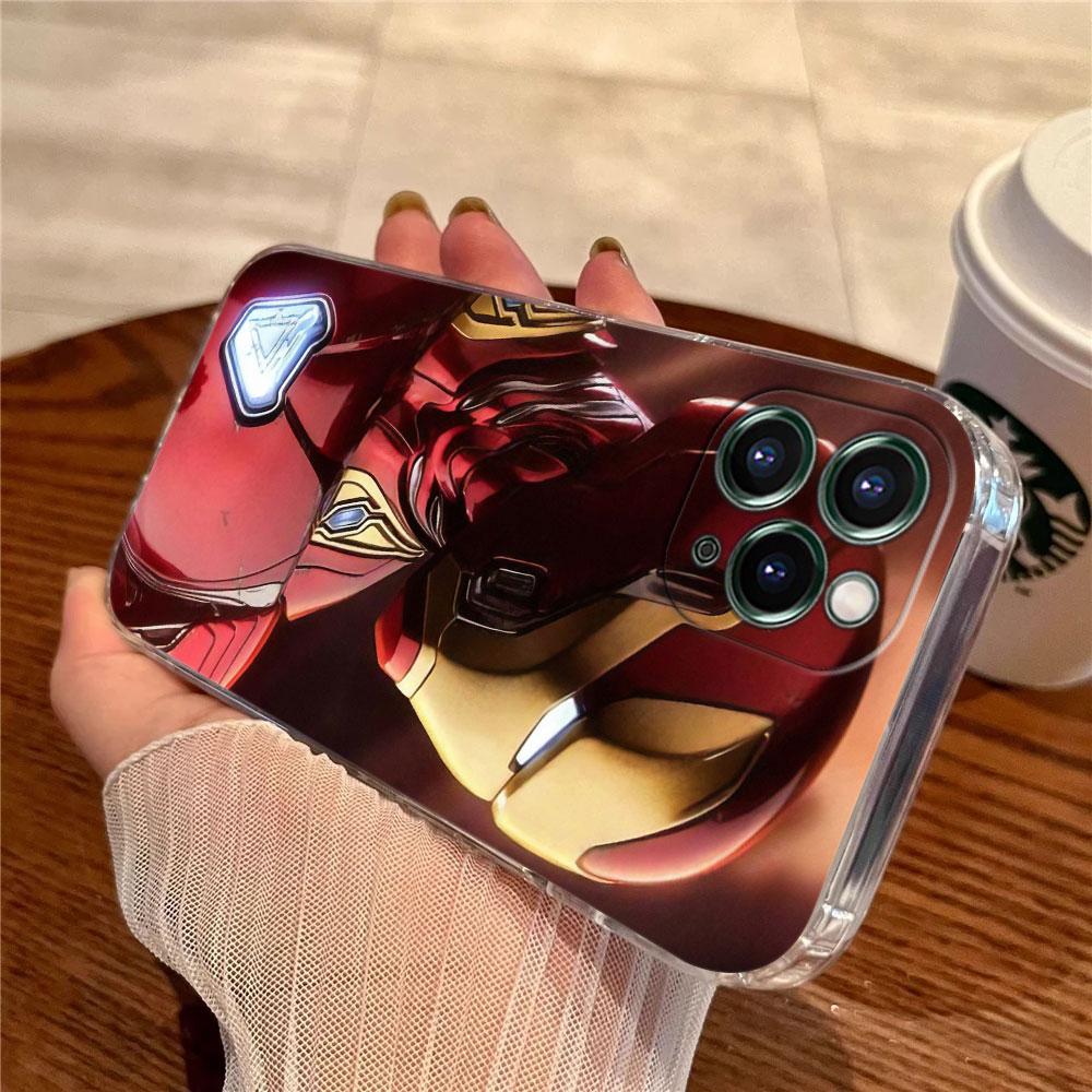 Ironman Marvel Iron Man Transparent Phone Case For iPhone 17 Pro Max 17E 11 12 13 14 15 16 Pro Max Plus 17 Air 16E XS Soft Cover
