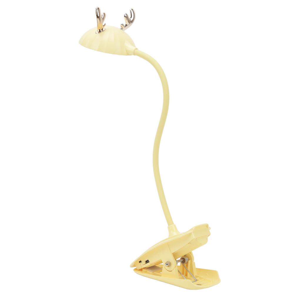 LED Clip On Lamp Cute Cartoon Three Color Temperature Dimmable Gooseneck Touch Table Light with Clamp for Reading Yellow