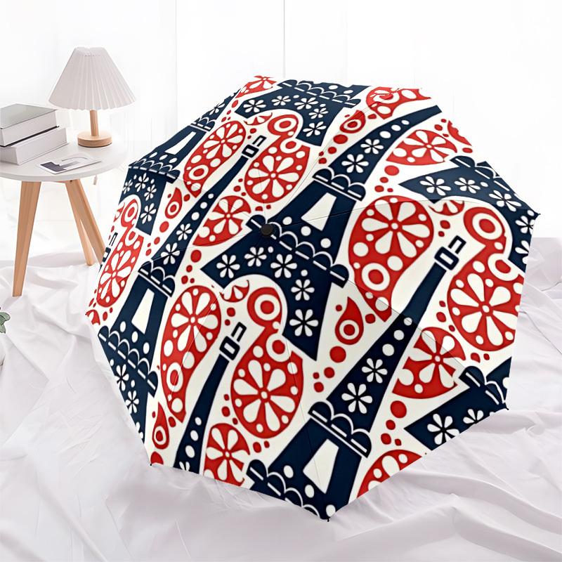 1pc Eiffel Tower Pattern Automatic Folding Umbrella - 8-Rib Automatic Open/Close, Large Canopy Birthday Festival Gift Yy251217122