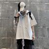 Dark Trendy Oversized Men's Hip-Hop Hooded Short-Sleeve Korean Style T-Shirt