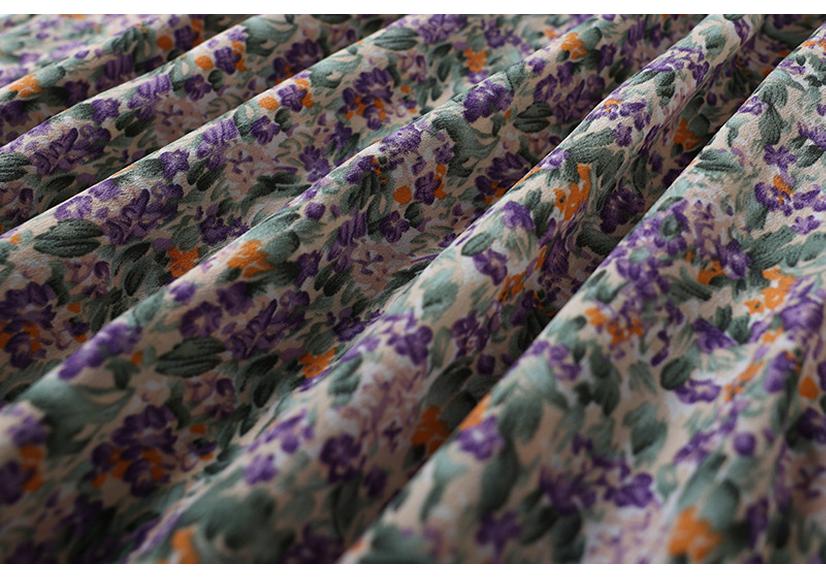 French Design Floral Short-Sleeved Summer Dress for Women