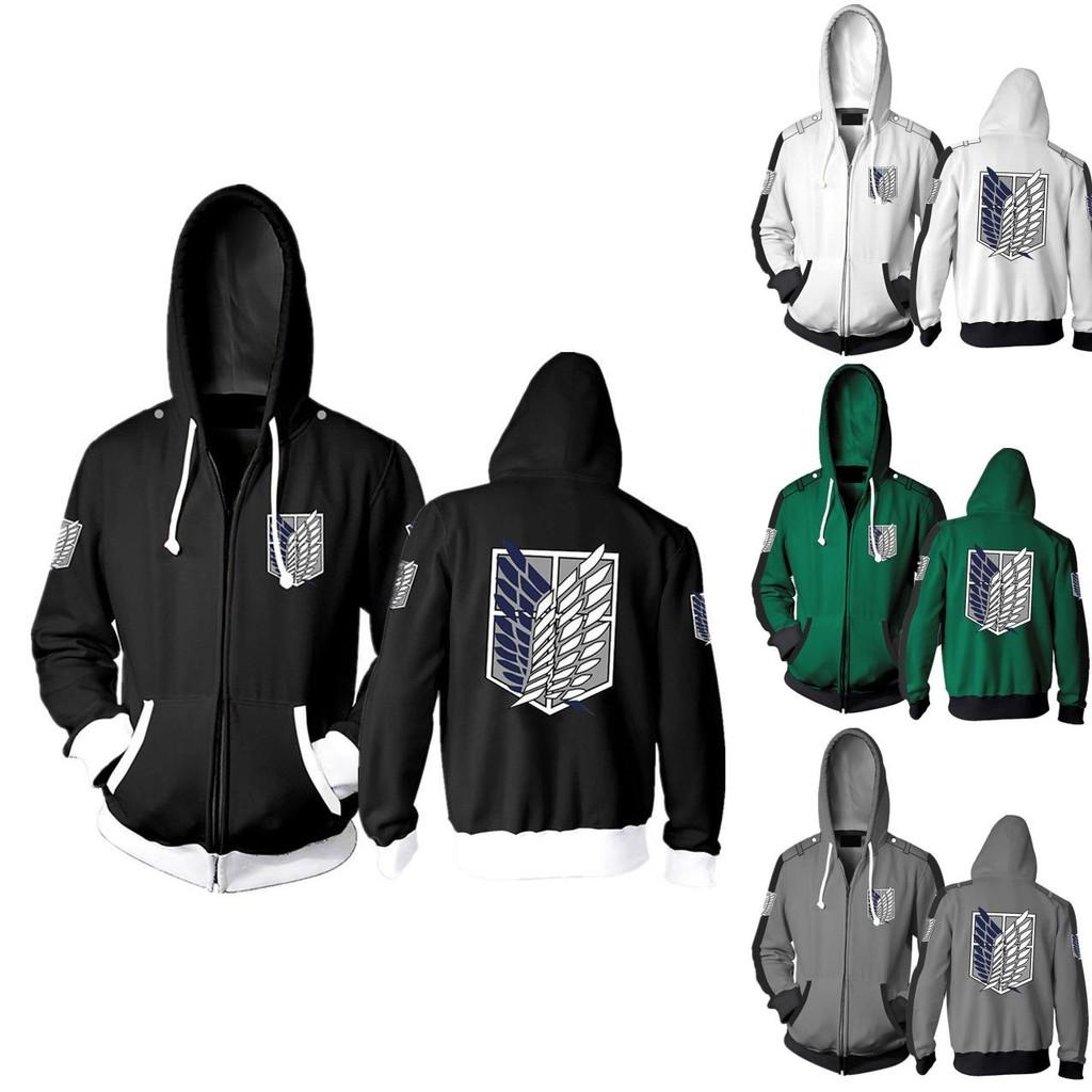 Premium Attack On Titan Hoodie Hooded Sweater Sweatshirt Zipper Coat Cosplay Costume For Fans