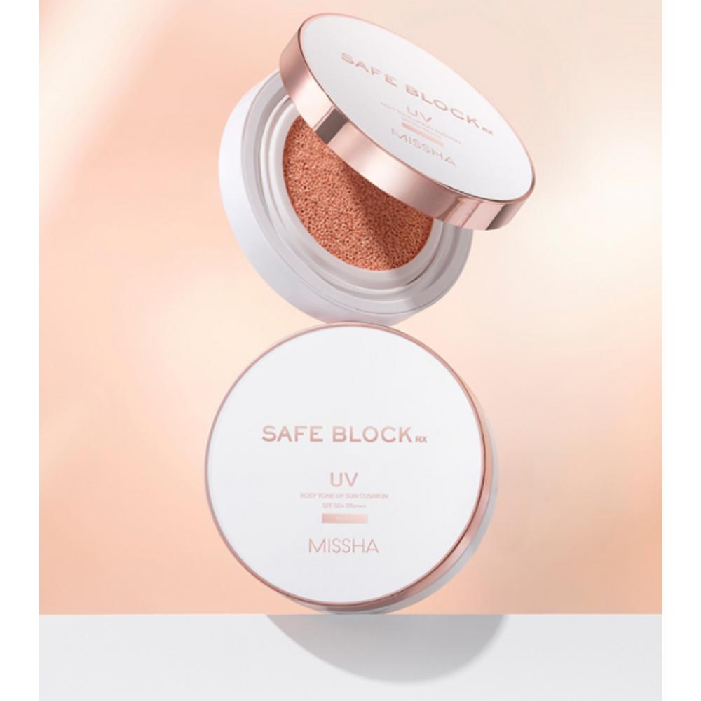 MISSHA Safe Block RX Rosy Tone Up Sun Cushion SPF50+ PA++++, 12g, 1 piece
