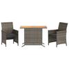 VidaXL Ensemble de Bistro avec Coussins 3 pcs, Chaises et Table de Patio, Meubles de Terrasse Arrière-cour Extérieur, Gris 365125