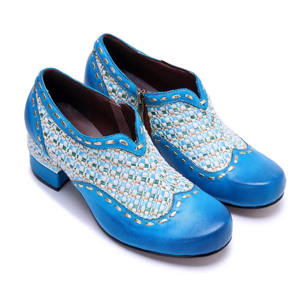 Fashion 4.5CM Weave Jacquard Cloth Kntted Sheepskin Leather Print High Big Size 42 Fashion Luxury Elegant Ethnic Summer Women Shoes