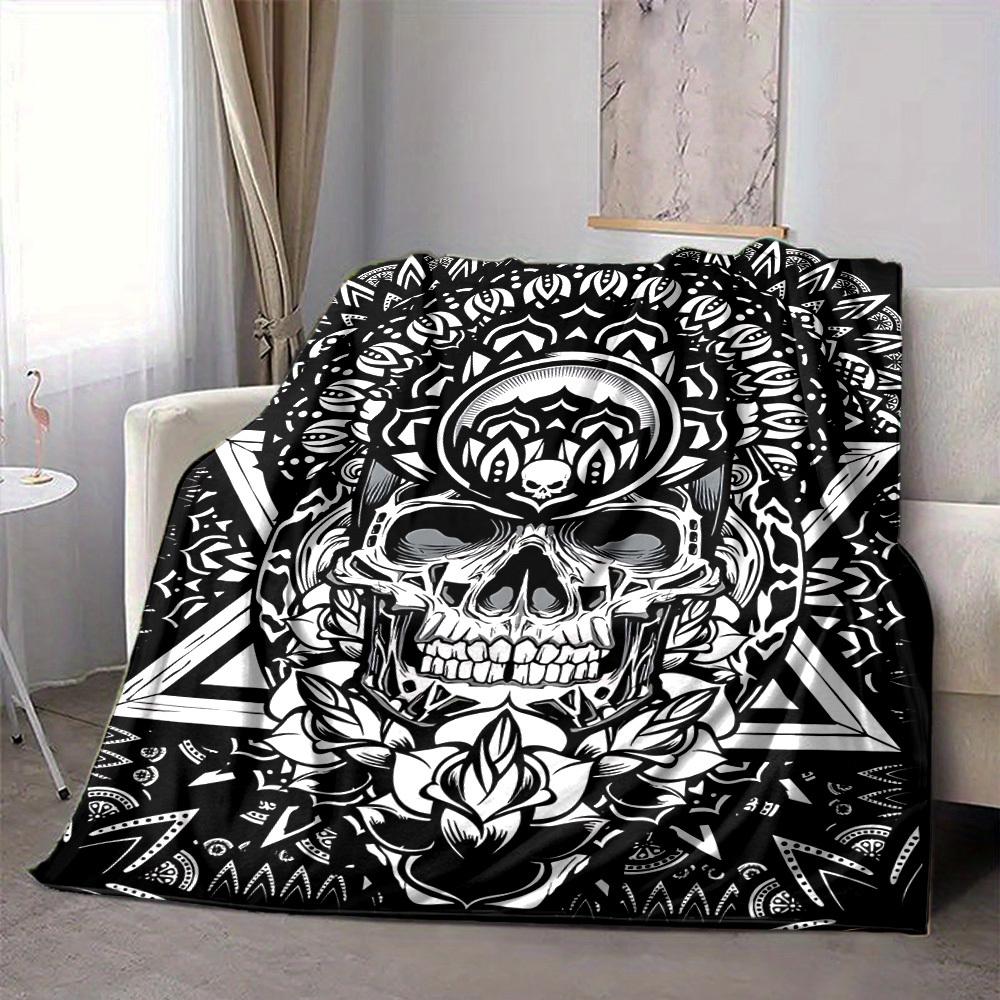 1PC Skull Mandala Art Blanket, Throw For Sofa, Bed, Travel, Camping, Livingroom, And Bed, Printing Blanket With Soft And Warm Fabric Yy250918175