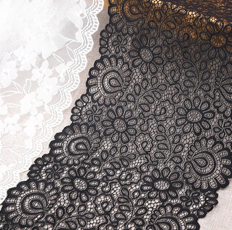 Black White Lace Edge Accessories Wide Elastic Hollow Mesh Fabric Handmade Diy Clothes Sofa Decorative Lace