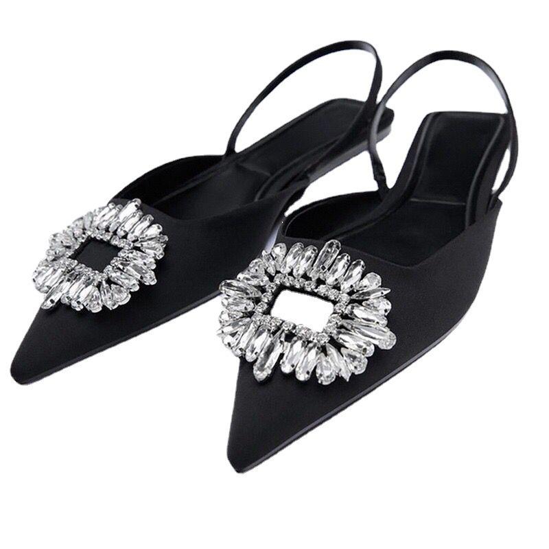 Spring and summer new colored pointed high-heeled sandals women's large-size rhinestone banquet fashion women's shoes