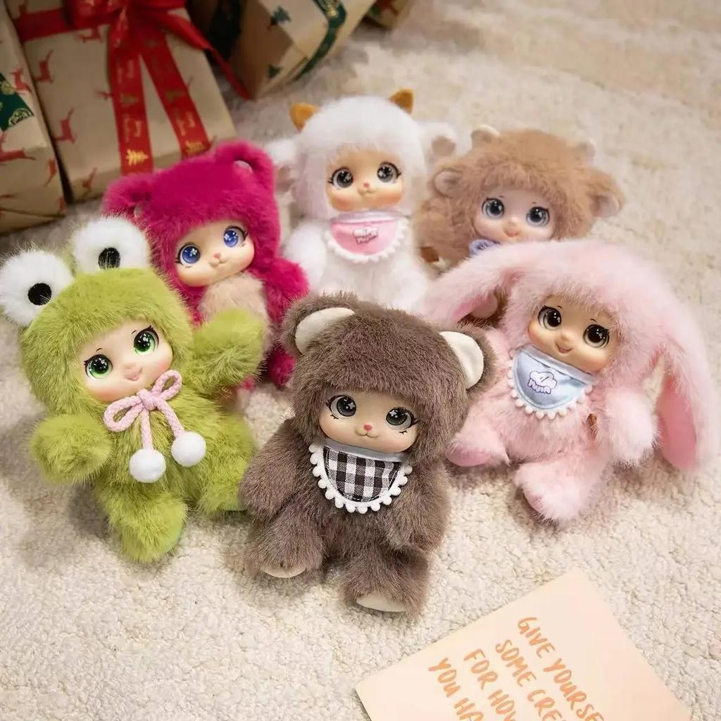 .18Cm Cute Family Cute Vinyl Doll Rose Red Bear Pendant Plush Yellow Sheep Bag Pendant Birthday Present For Girlfriend