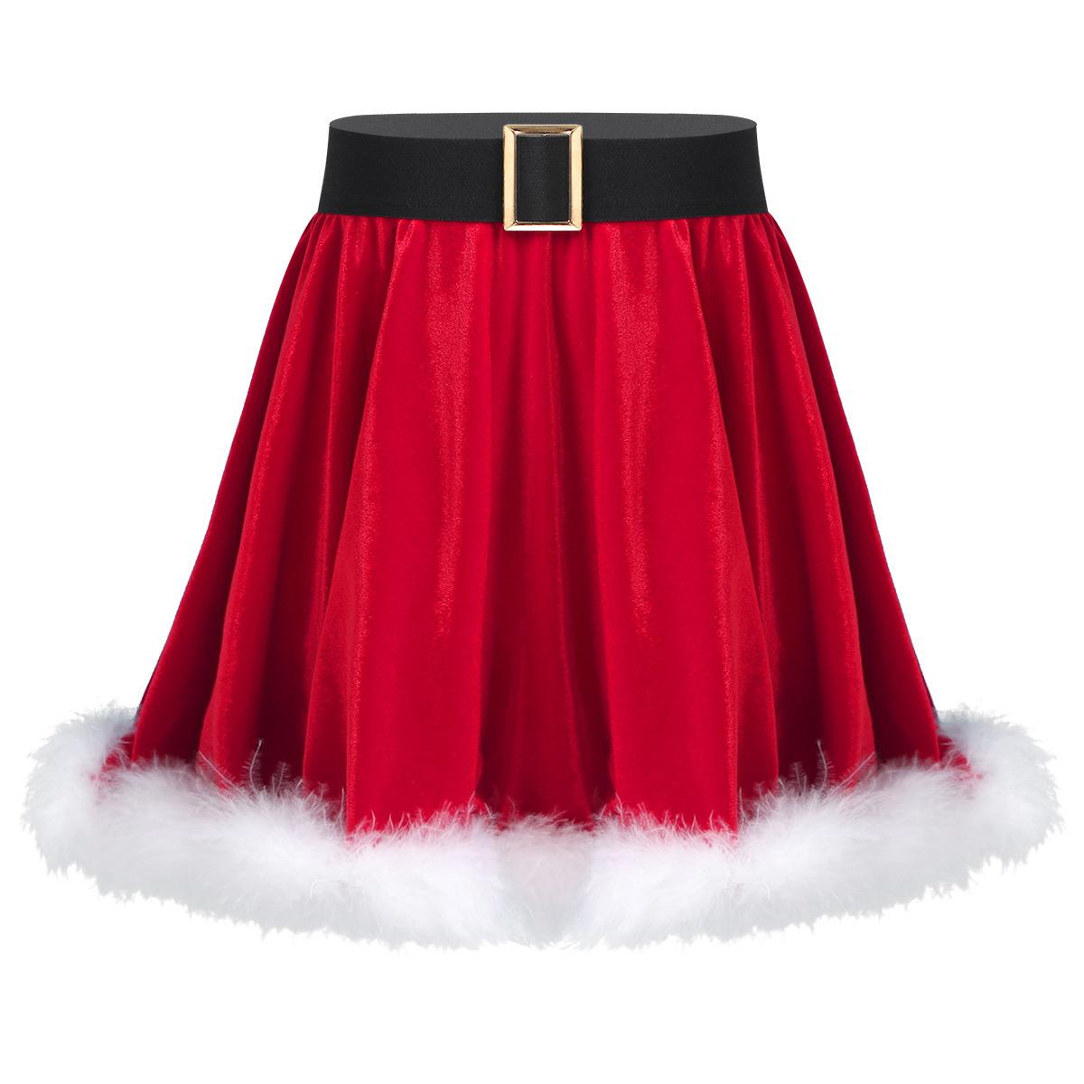

Girls Santa Christmas Show Skirt Costume Mrs Claus Dance Fancy Dress Holiday Performance Skirt 3-4 Years червоний