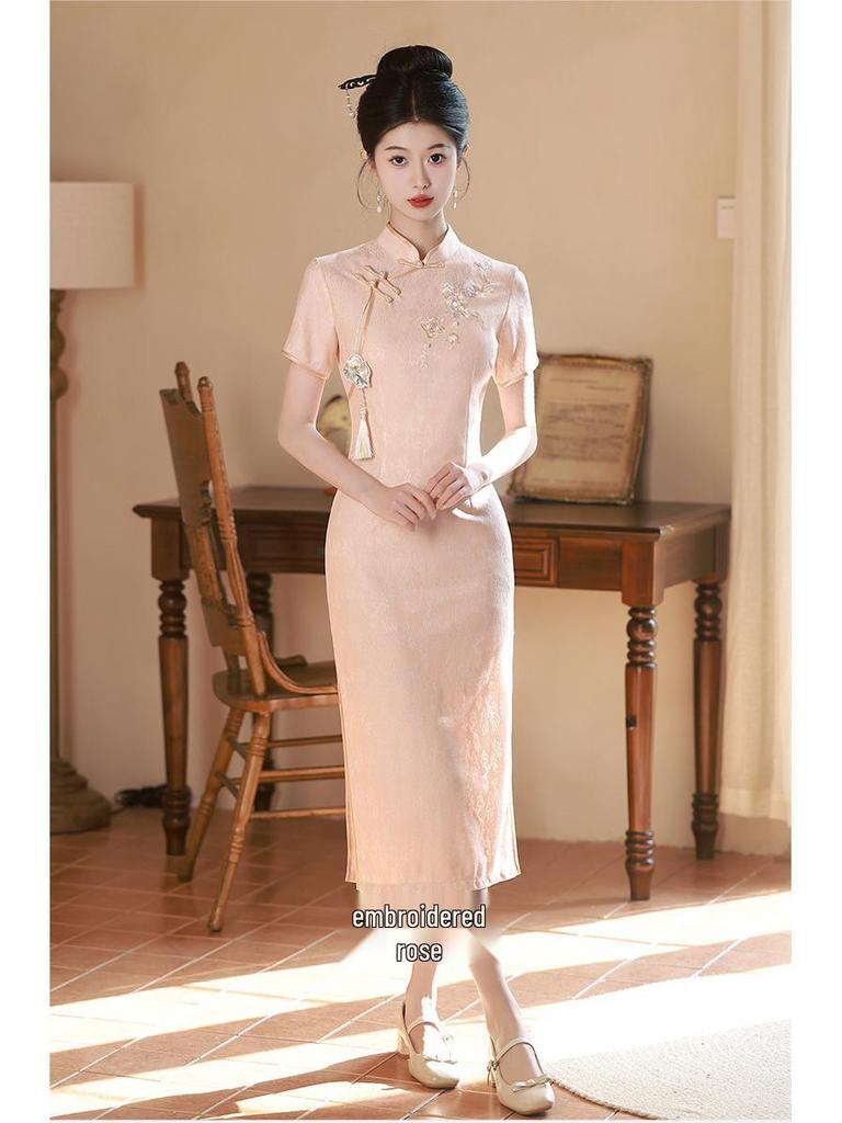 2025 Pink Petite Summer Cheongsam: Modern Chinese Engagement Dress for Young Girls
